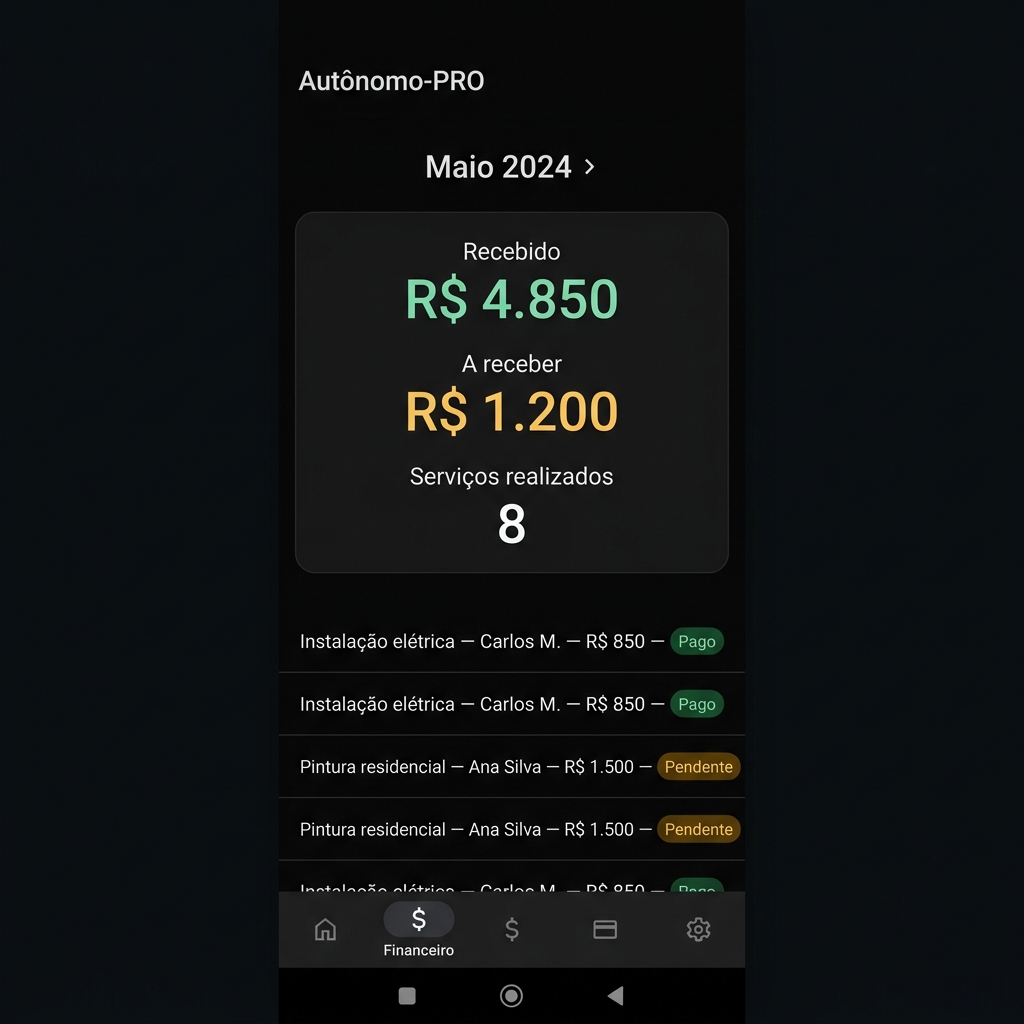 Painel de recebimentos e fluxo de caixa offline